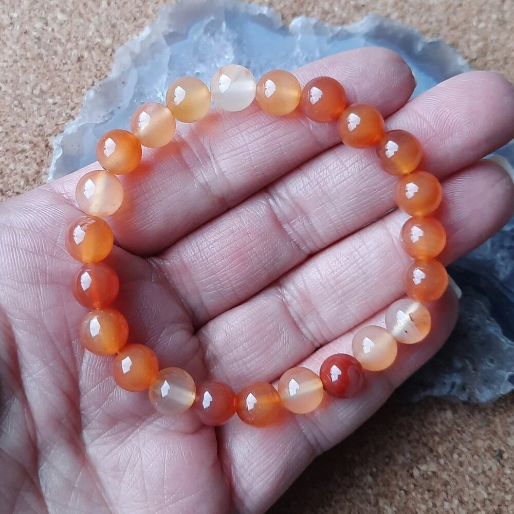 RED AGATE Gemstone Bracelet - Crystal - Natural Stone Charka Gift Yoga Chakra